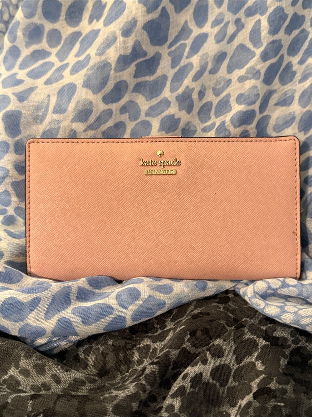 kate spade Pink Saffiano Continental Wallet with Gold Logo
